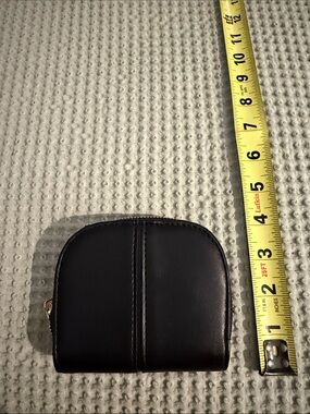 Black Leather Zip Coin Pouch Wallet - Men Bags